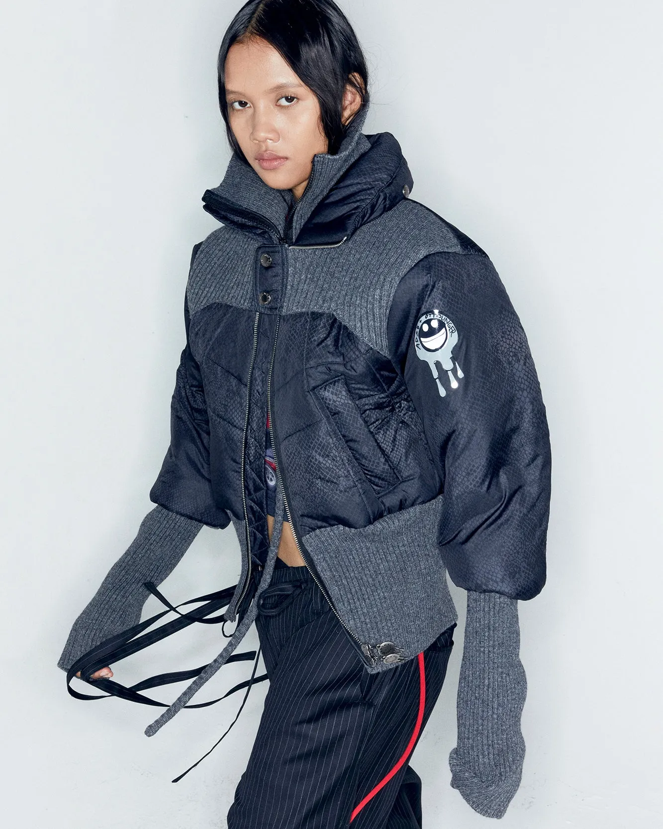 ADSB X OTTOLINGER RIB POINT PUFFER JACKET awa669w(CHARCOAL) sold by Andersson Bell