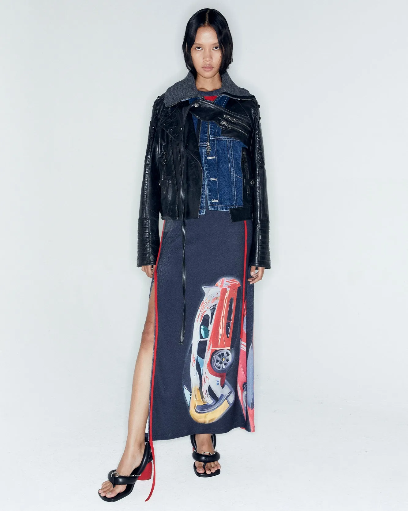 ADSB X OTTOLINGER DENIM FAUX LEATHER JACKET awa668w(BLACK) sold by Andersson Bell product image thumbnail 5