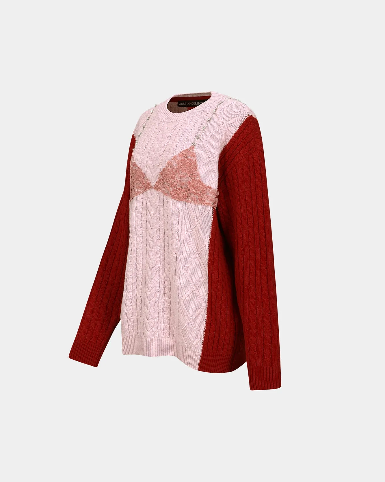 LACE LINGERIE BOYFRIEND-FIT KNIT atb1183w(PINK) sold by Andersson Bell product image thumbnail 3