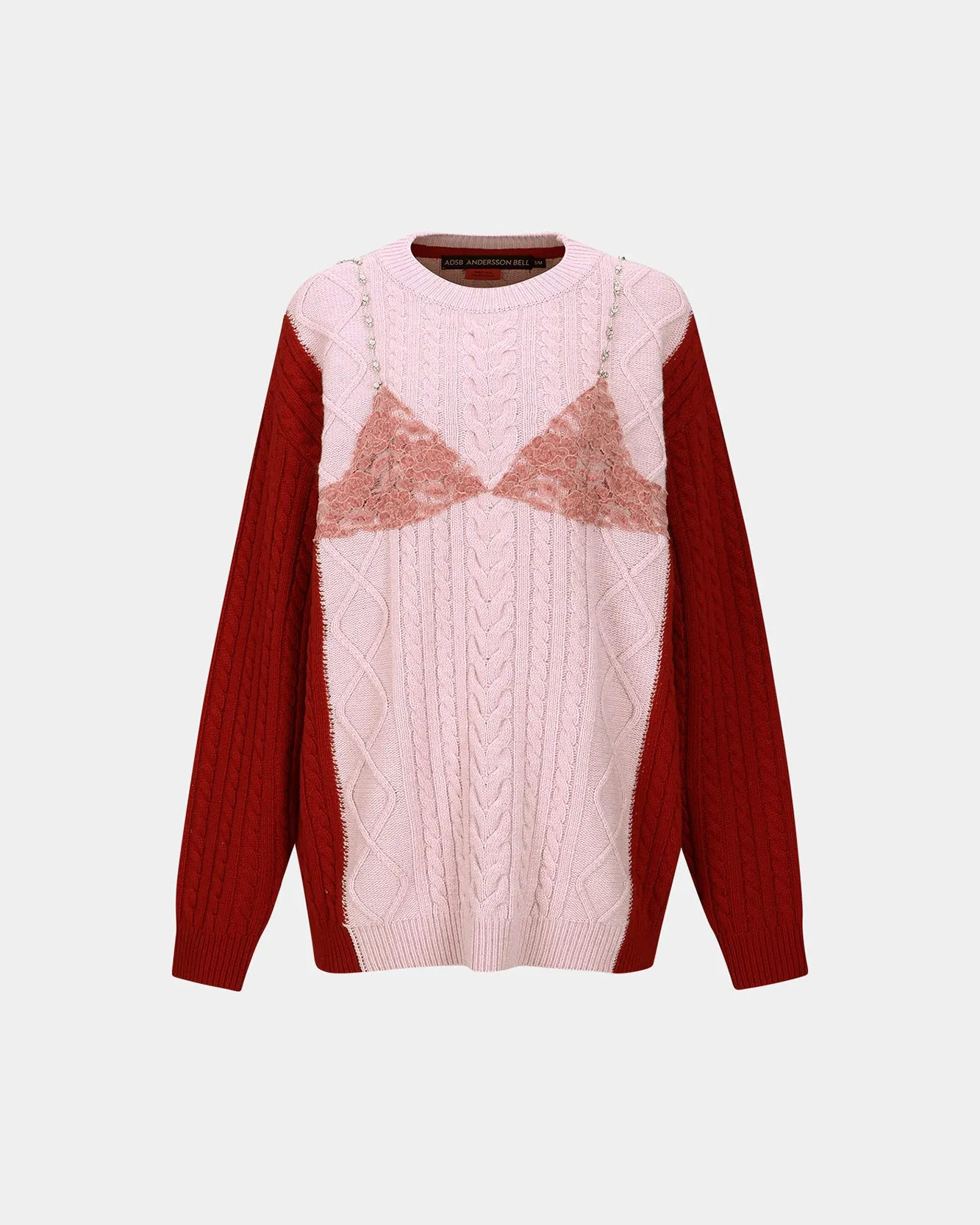 LACE LINGERIE BOYFRIEND-FIT KNIT atb1183w(PINK) sold by Andersson Bell product image thumbnail 2