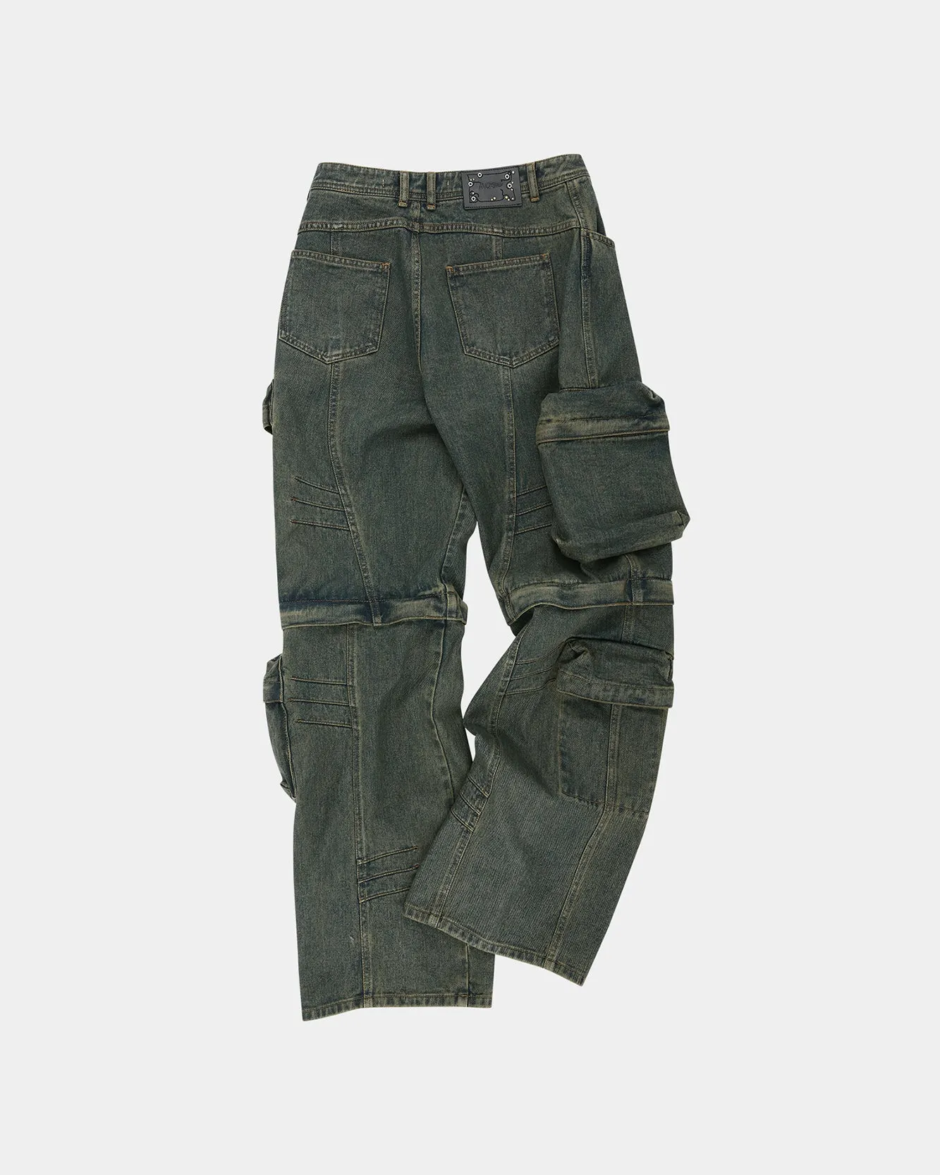 CARGO COATED WIDE-LEG JEANS apa749m(ARMY GREEN) sold by Andersson Bell product image thumbnail 3