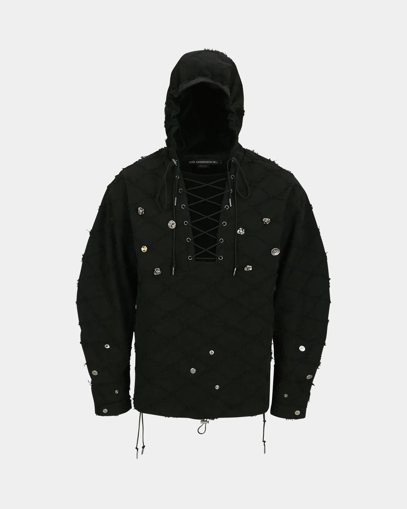 LACE-UP ANORAK HOODIE atb1141m(BLACK) sold by Andersson Bell product image thumbnail 5