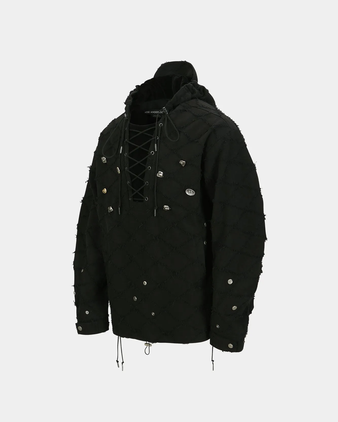 LACE-UP ANORAK HOODIE atb1141m(BLACK) sold by Andersson Bell product image thumbnail 3