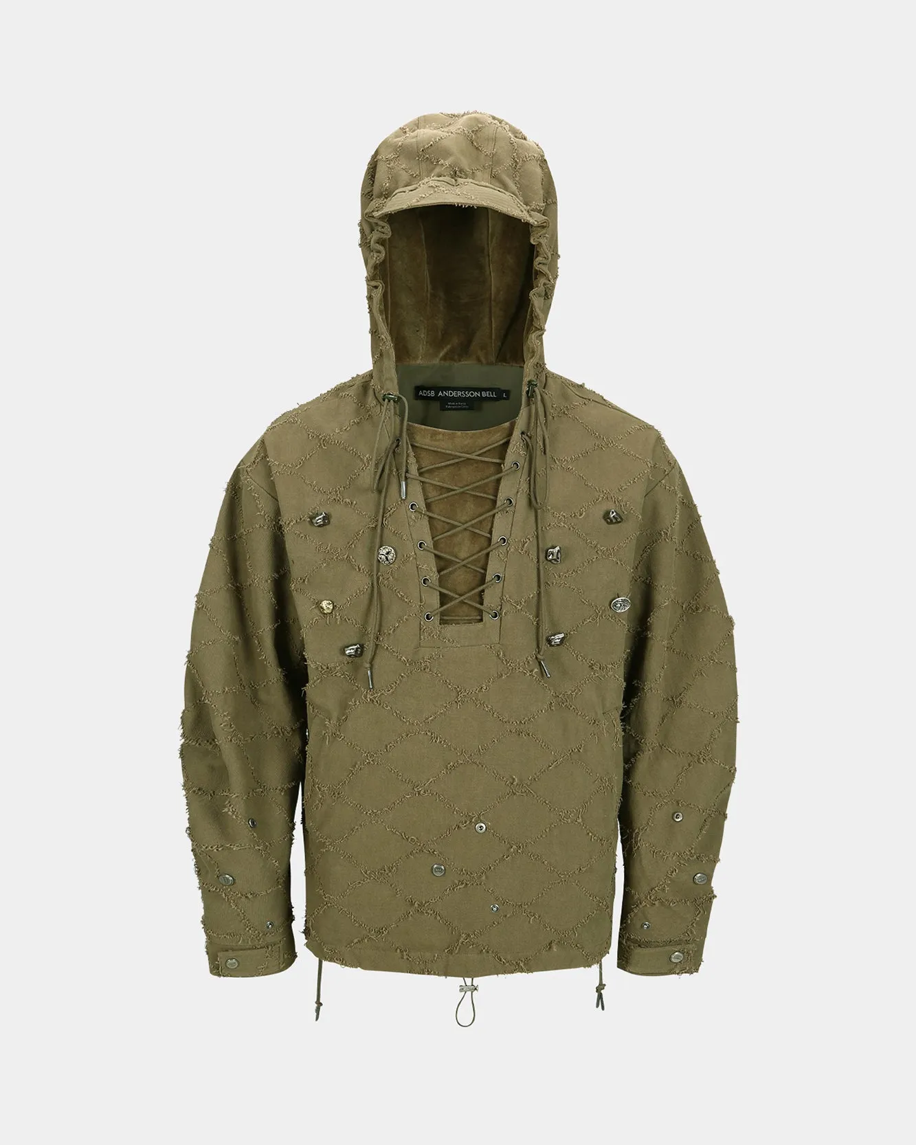 LACE-UP ANORAK HOODIE atb1141m(KHAKI) sold by Andersson Bell product image thumbnail 4