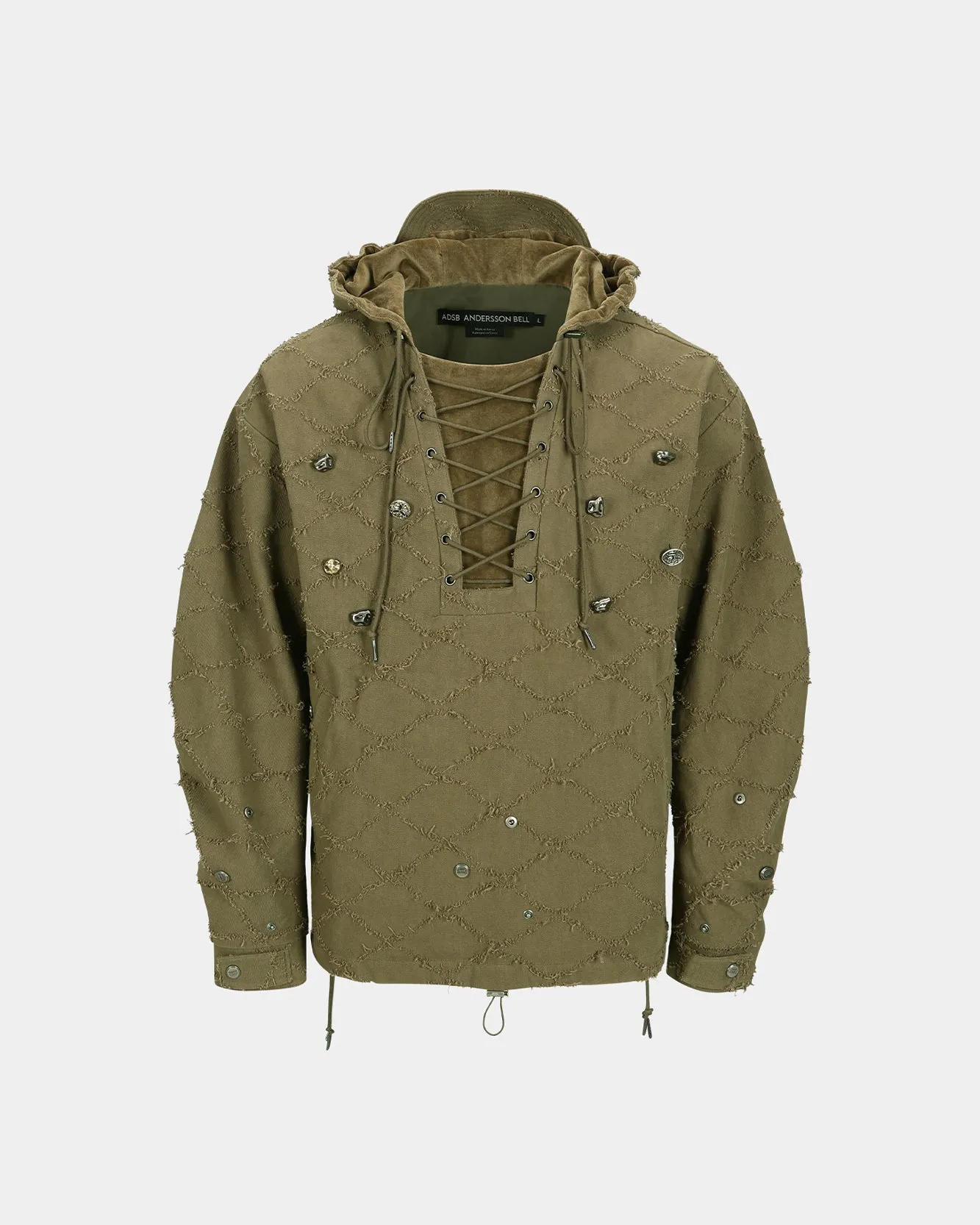 LACE-UP ANORAK HOODIE atb1141m(KHAKI) sold by Andersson Bell product image thumbnail 2