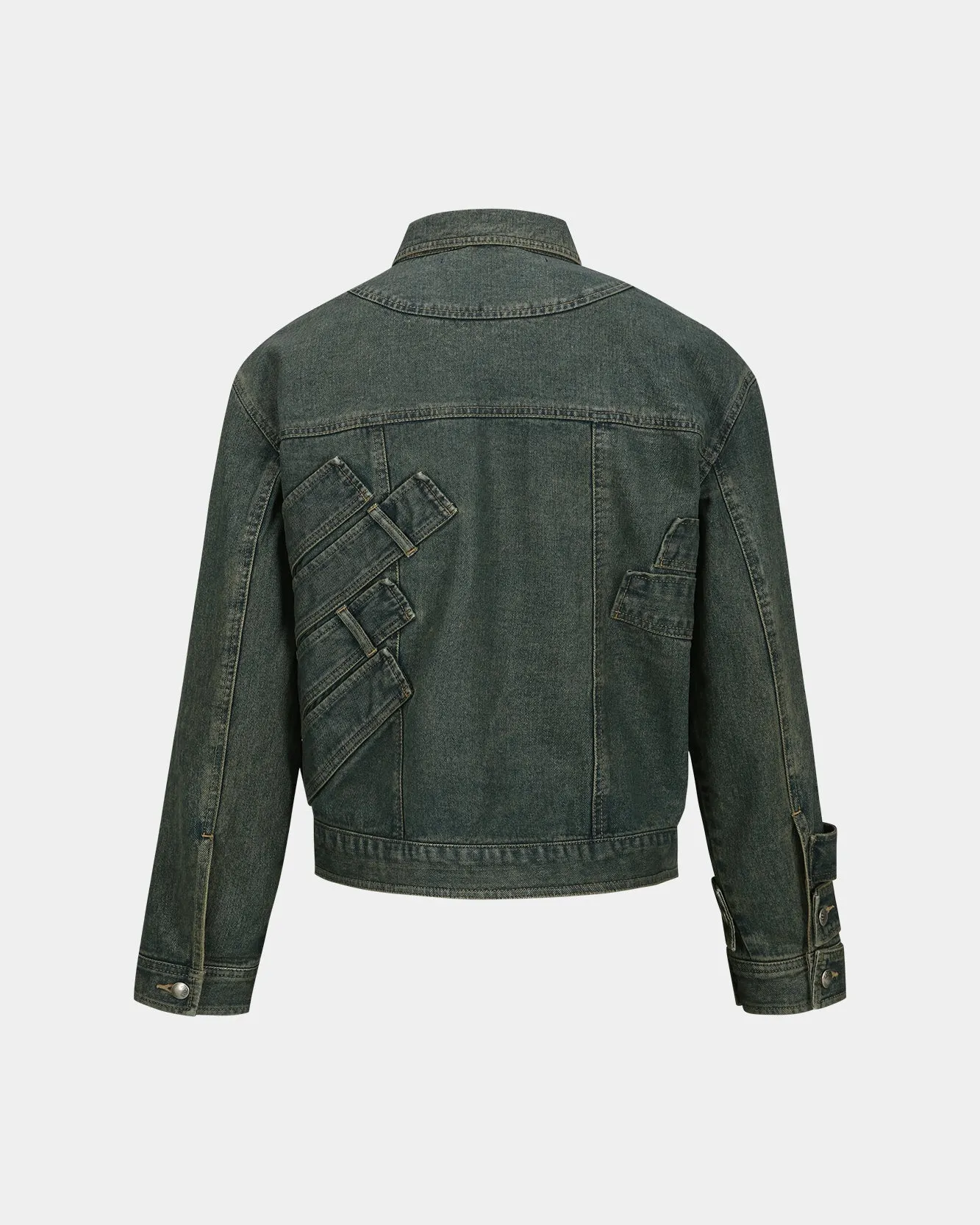 WAISTBANDS DENIM JACKET awa636m(ARMY GREEN) sold by Andersson Bell product image thumbnail 4