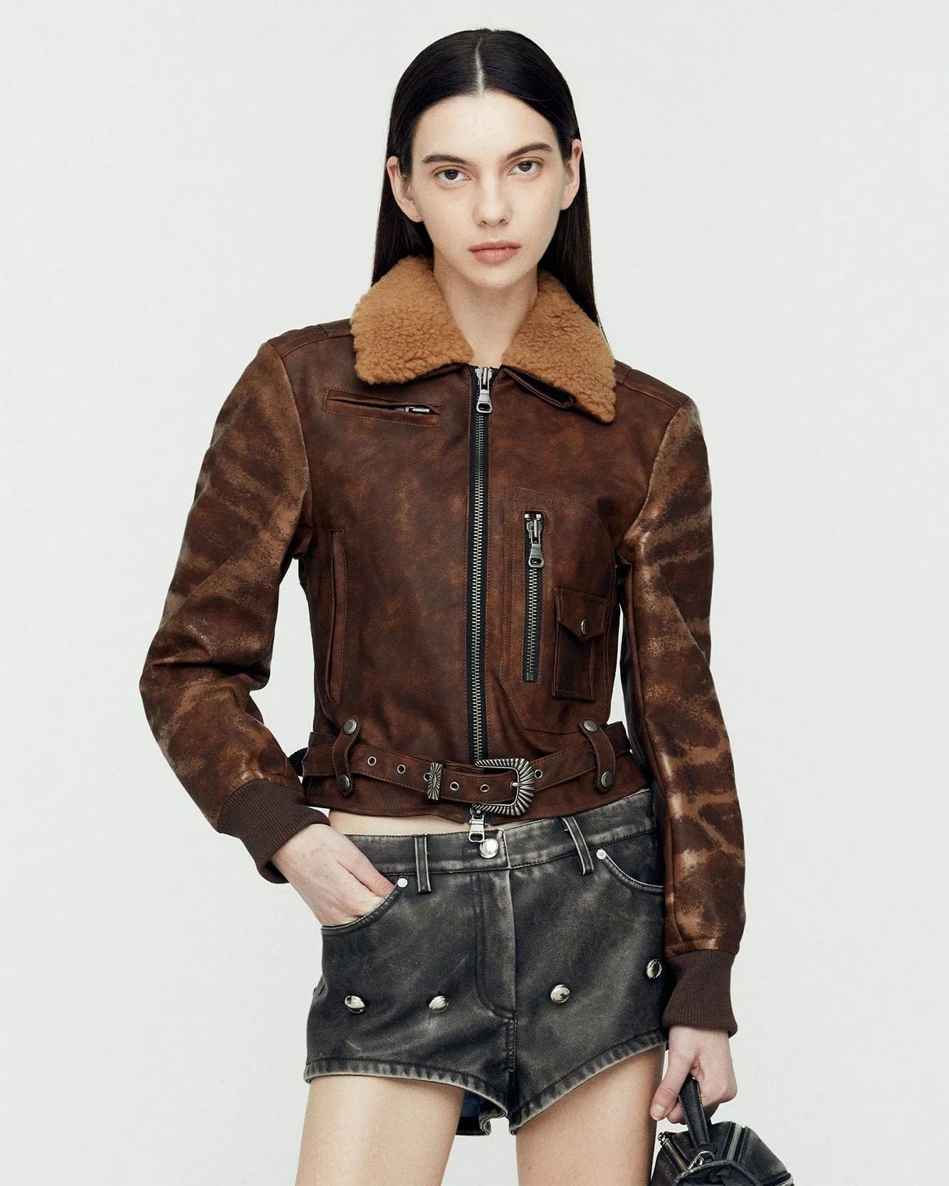 (WOMEN) AUSTIN FAUX SHEARLING JACKET awa546w(BROWN) sold by Andersson Bell