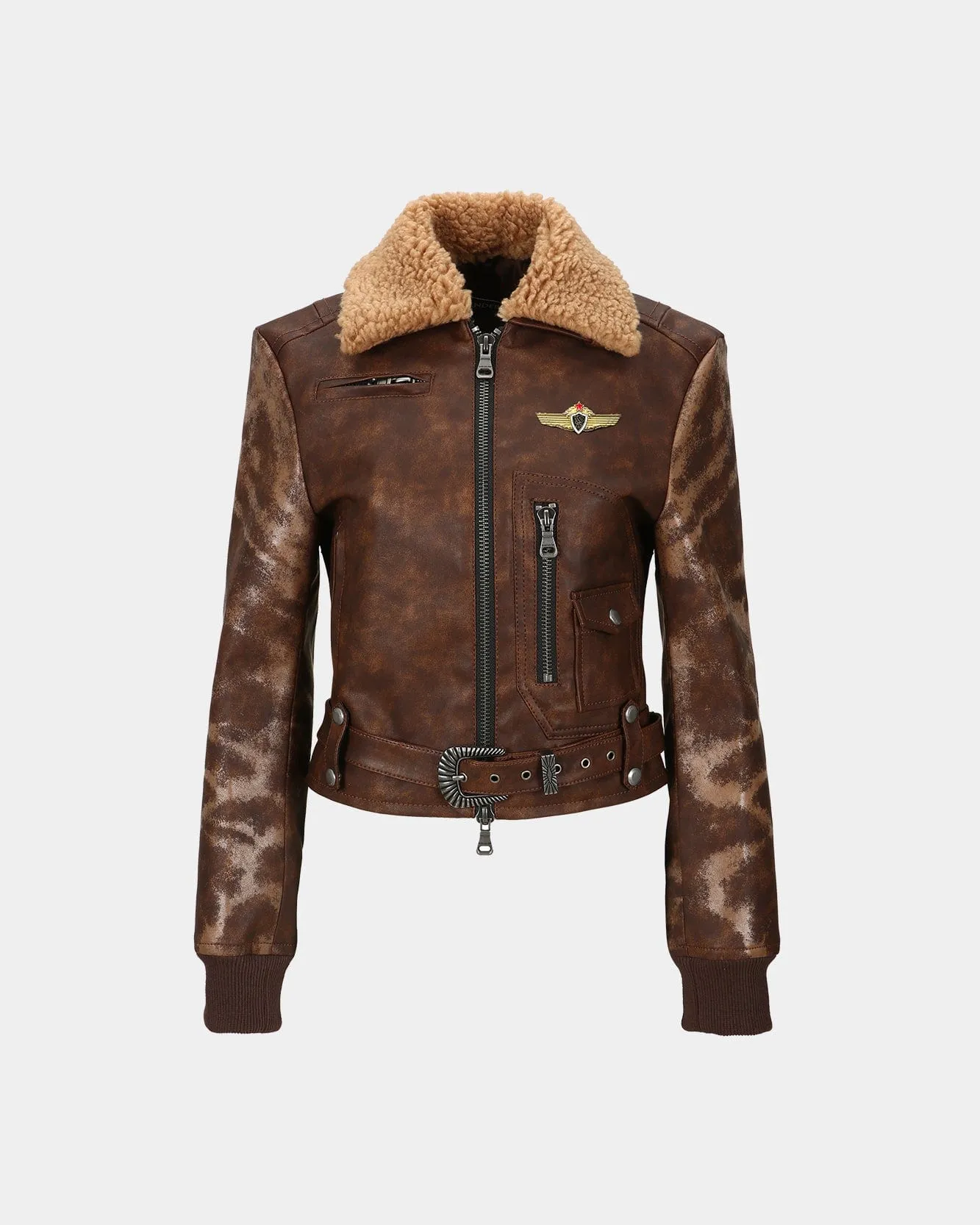 (WOMEN) AUSTIN FAUX SHEARLING JACKET awa546w(BROWN) sold by Andersson Bell product image thumbnail 2