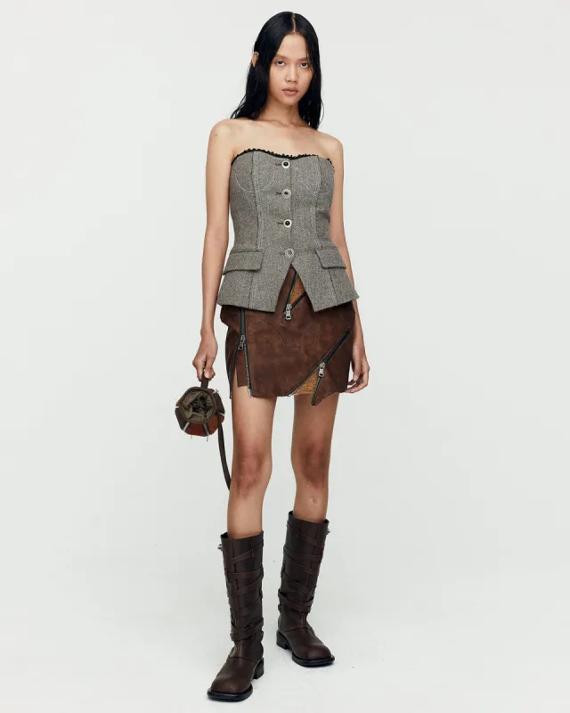 (WOMEN) AUSTIN FAUX SHEARLING SKIRT apa663w(BROWN) sold by Andersson Bell