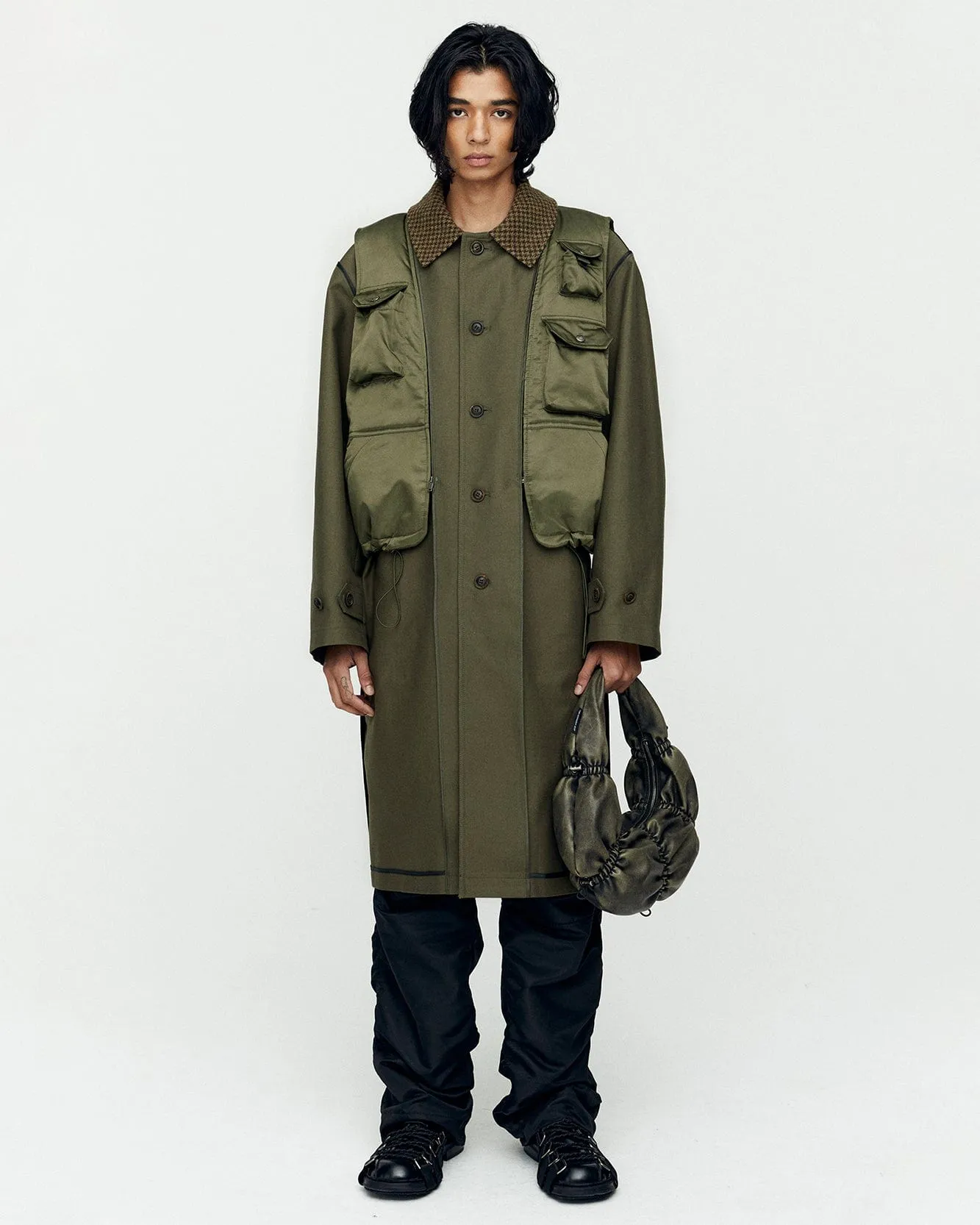 UNISEX VEST LAYERED INSIDE-OUT COAT awa642u(KHAKI) sold by Andersson Bell