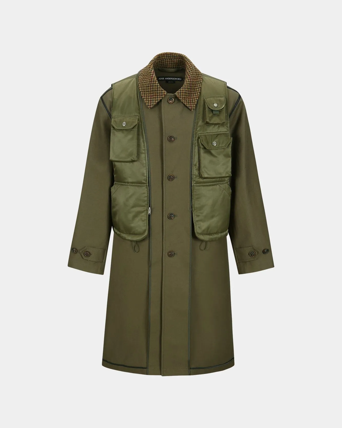 UNISEX VEST LAYERED INSIDE-OUT COAT awa642u(KHAKI) sold by Andersson Bell product image thumbnail 2