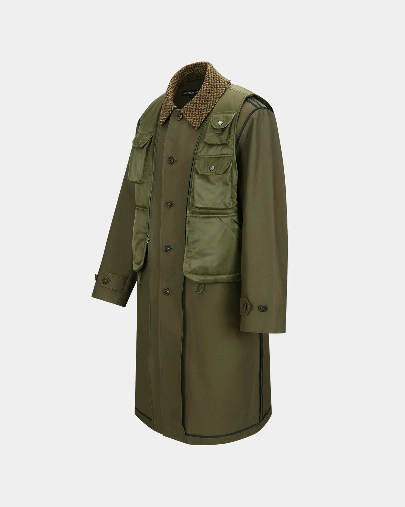 UNISEX VEST LAYERED INSIDE-OUT COAT awa642u(KHAKI) sold by Andersson Bell product image thumbnail 3