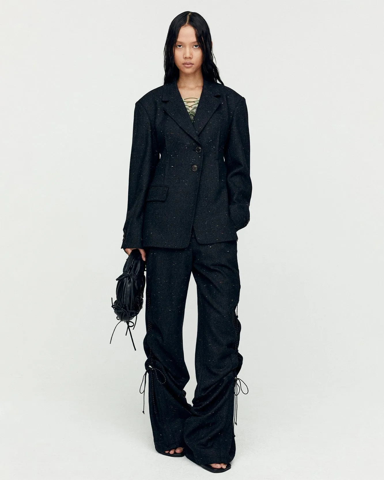 NEP WOOL LACE-UP WIDE PANTS apa769w(BLACK) sold by Andersson Bell