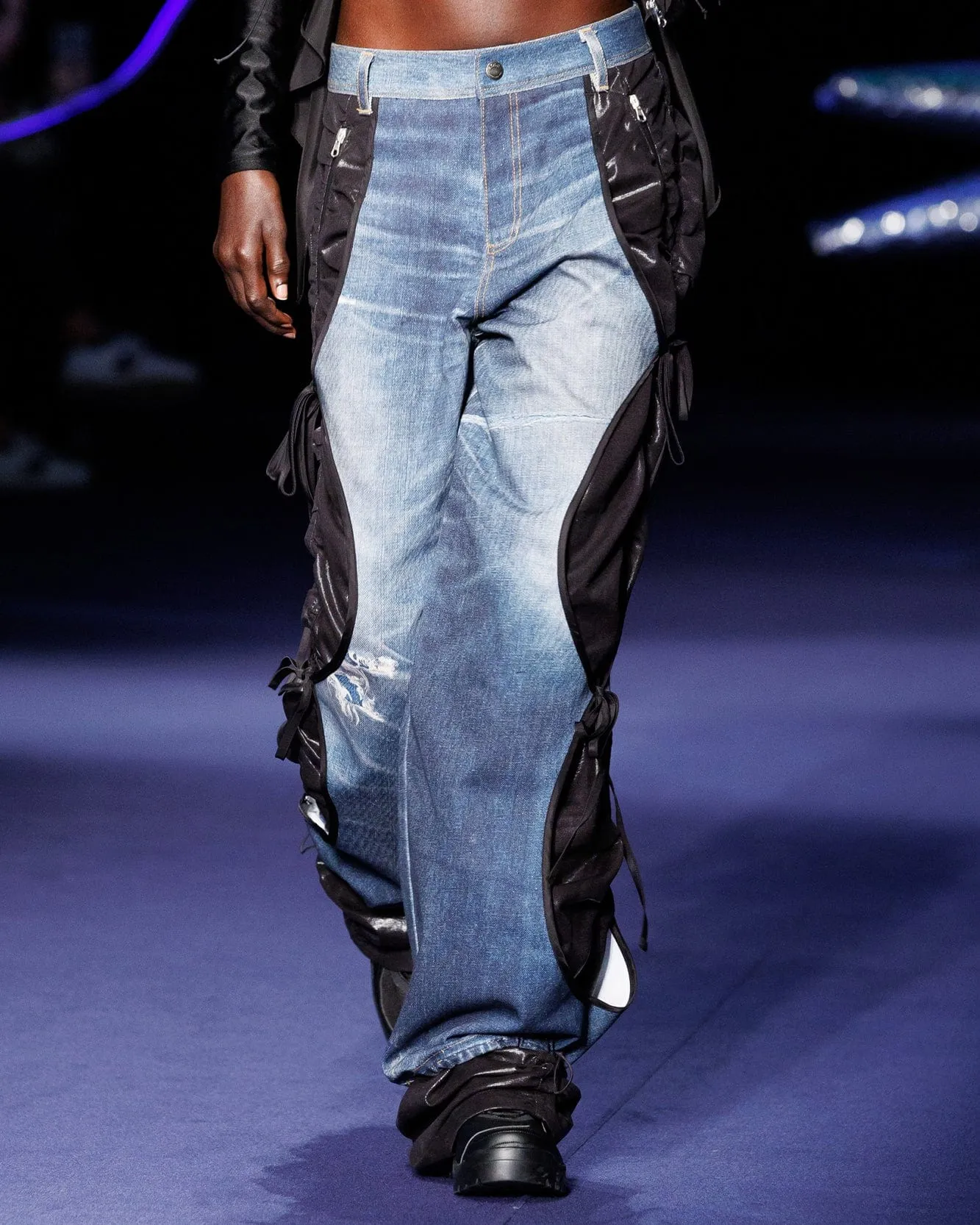 DENIM TROMPE L`OEIL LAYERED TYING PANTS apa768w(WASHED BLUE) sold by Andersson Bell product image thumbnail 5