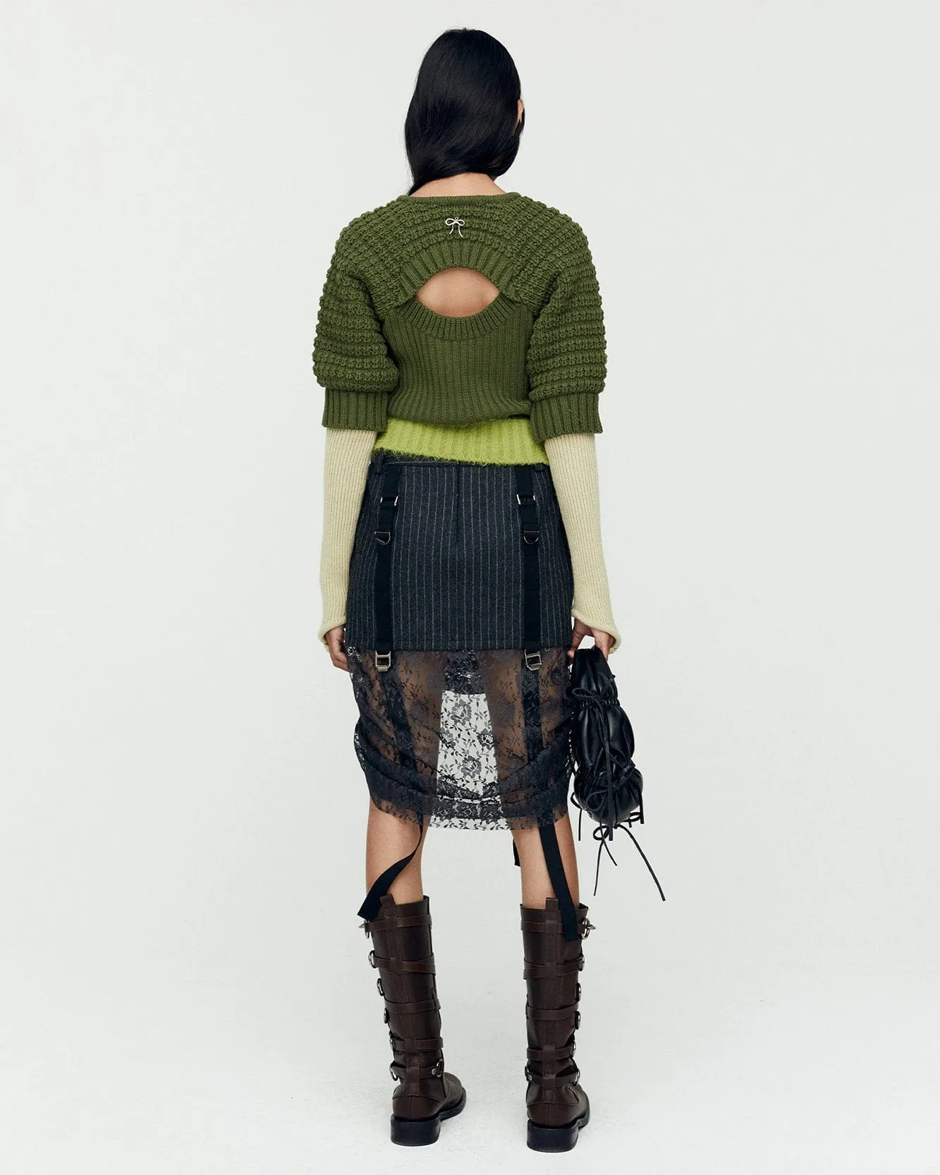 FURRY CHUNKY KNIT TOP atb1201w(GREEN) sold by Andersson Bell product image thumbnail 5