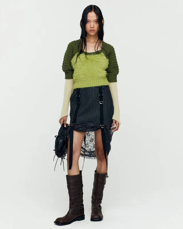 FURRY CHUNKY KNIT TOP atb1201w(GREEN) sold by Andersson Bell