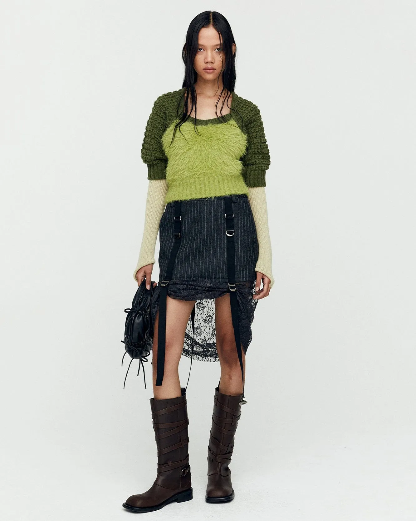 FURRY CHUNKY KNIT TOP atb1201w(GREEN) sold by Andersson Bell