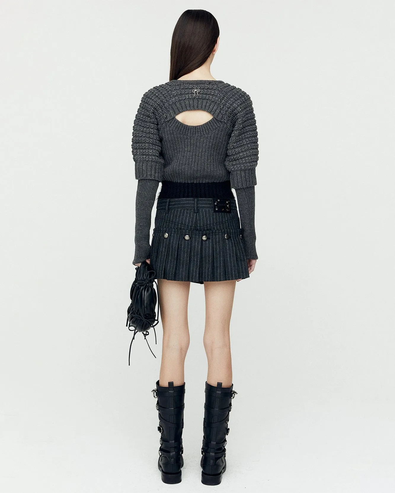 FURRY CHUNKY KNIT TOP atb1201w(GREY) sold by Andersson Bell product image thumbnail 5