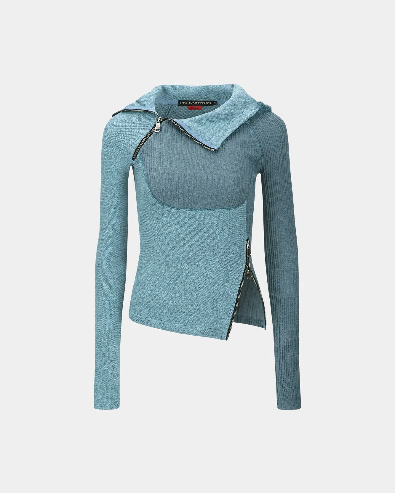 (ESSENTIAL) TIGHT RIBBED COMBINATION HOODIE atb1195w(BLUE) sold by Andersson Bell product image thumbnail 5