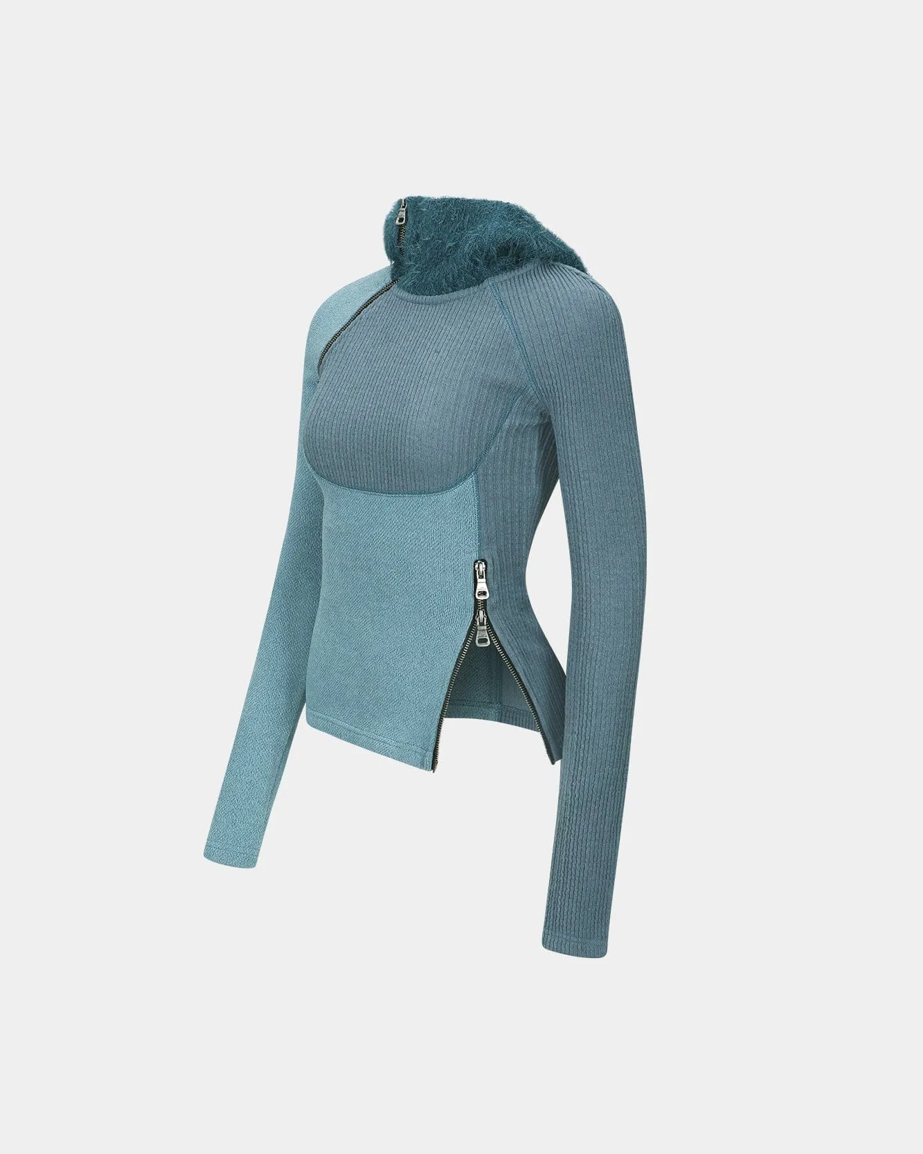 (ESSENTIAL) TIGHT RIBBED COMBINATION HOODIE atb1195w(BLUE) sold by Andersson Bell product image thumbnail 3