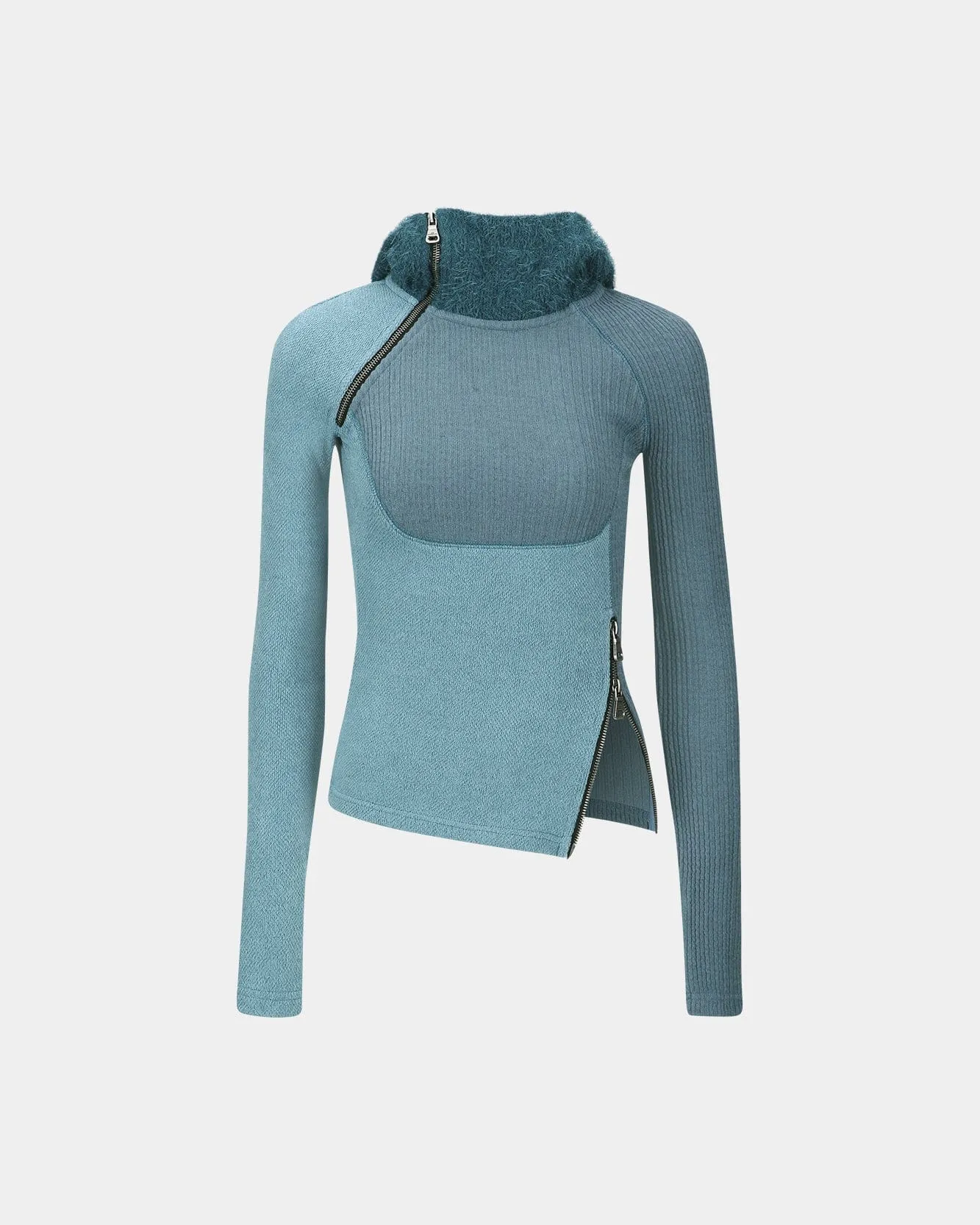 (ESSENTIAL) TIGHT RIBBED COMBINATION HOODIE atb1195w(BLUE) sold by Andersson Bell product image thumbnail 2