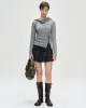 (ESSENTIAL) TIGHT RIBBED COMBINATION HOODIE atb1194w(MELANGE GREY) sold by Andersson Bell