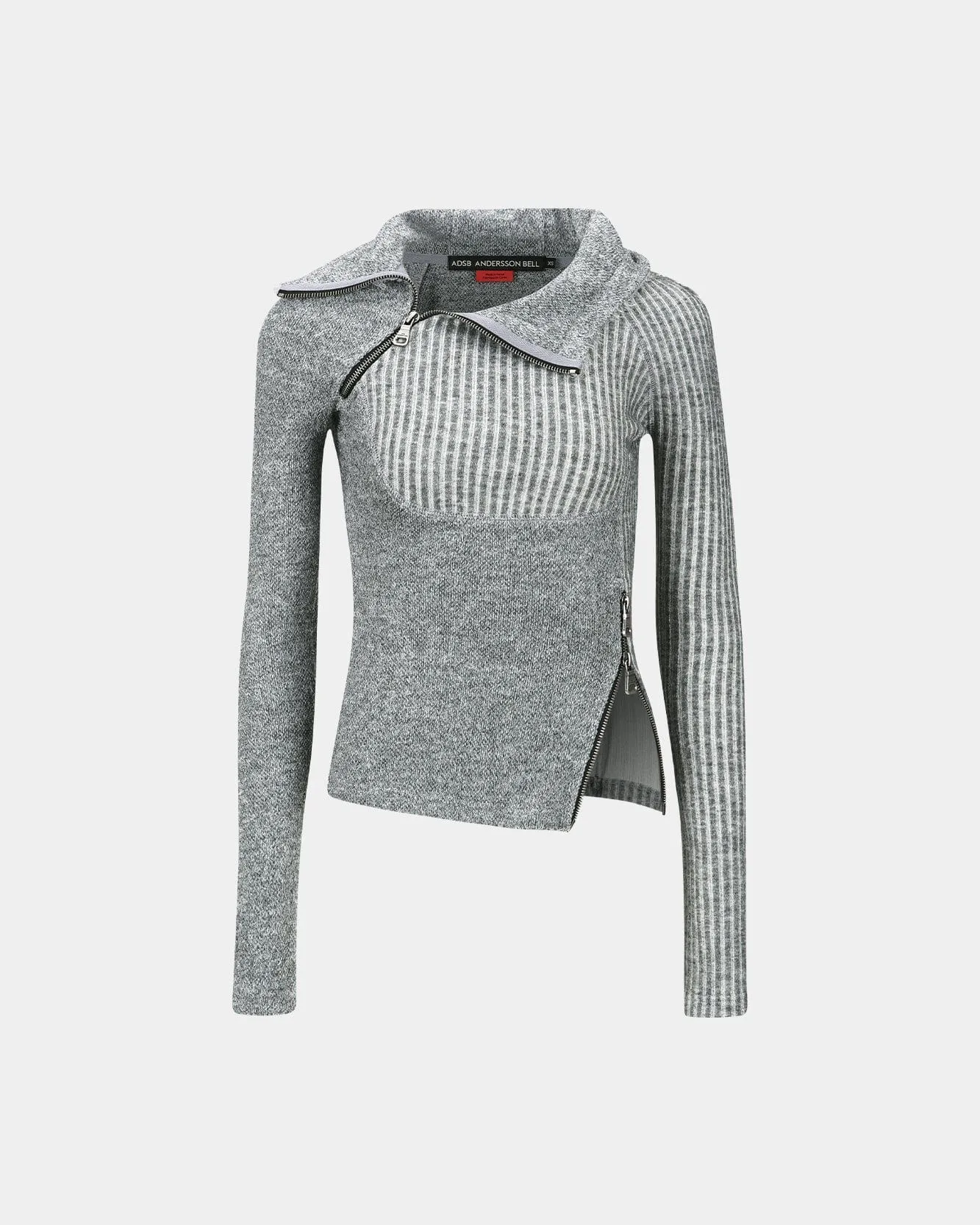 (ESSENTIAL) TIGHT RIBBED COMBINATION HOODIE atb1194w(MELANGE GREY) sold by Andersson Bell product image thumbnail 5