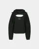 (ESSENTIAL) CUT OUT SHIRRING HOODIE atb1193w(BLACK) sold by Andersson Bell