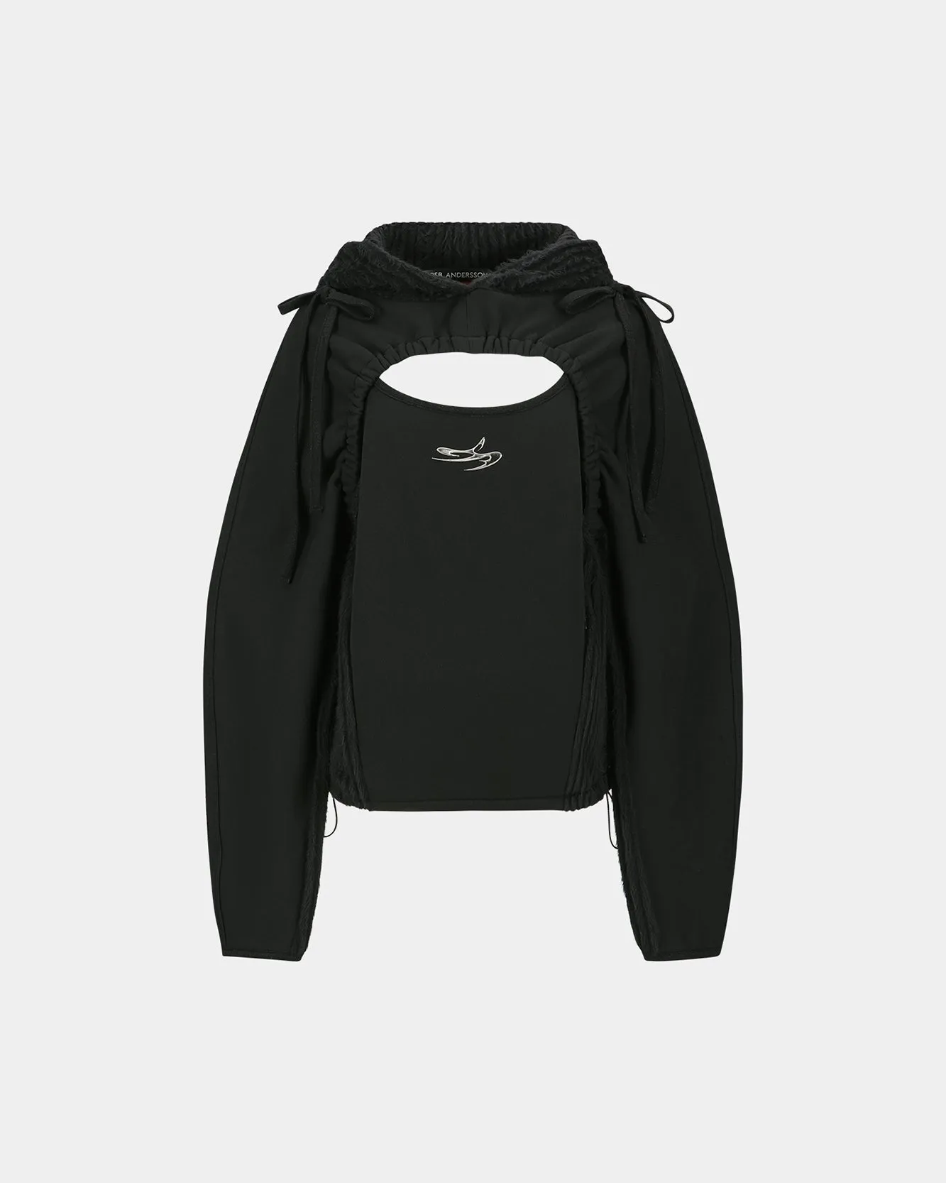 (ESSENTIAL) CUT OUT SHIRRING HOODIE atb1193w(BLACK) sold by Andersson Bell product image thumbnail 2