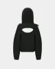 (ESSENTIAL) CUT OUT SHIRRING HOODIE atb1193w(BLACK) sold by Andersson Bell