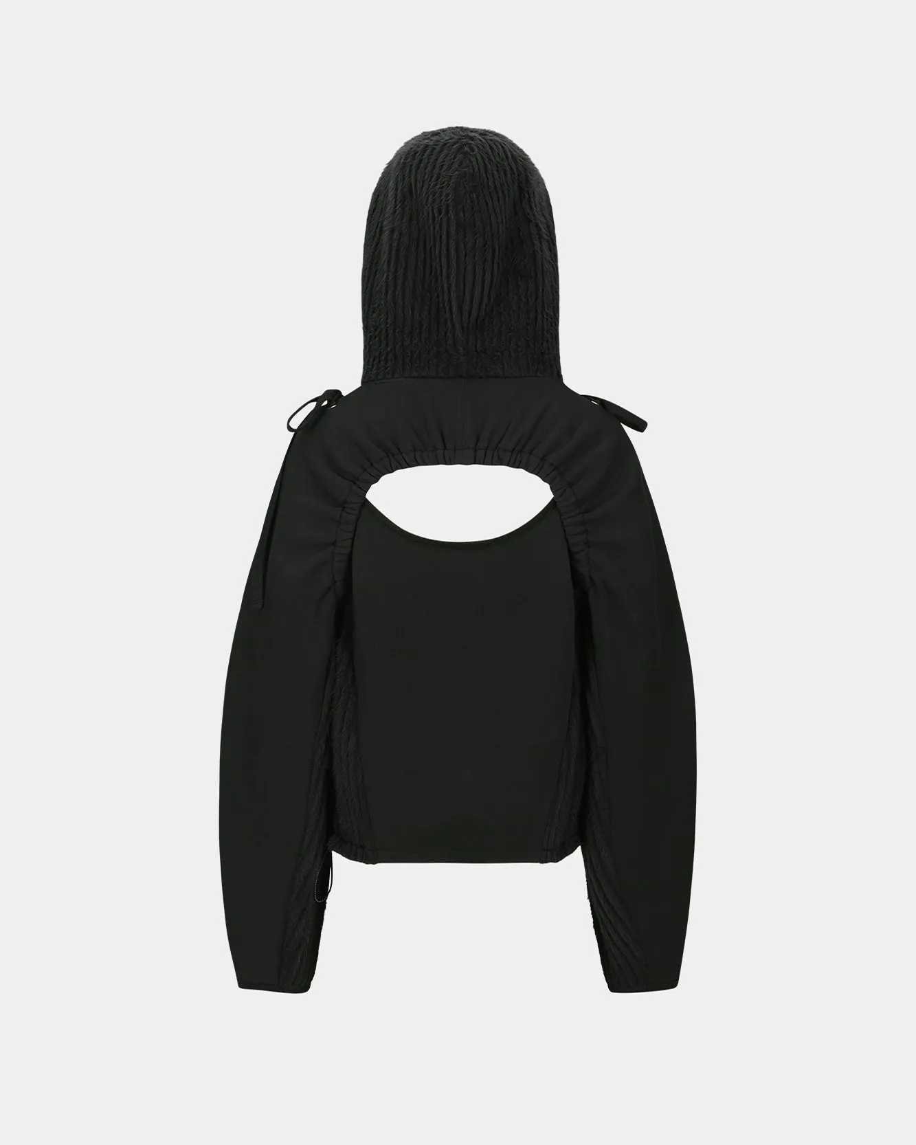 (ESSENTIAL) CUT OUT SHIRRING HOODIE atb1193w(BLACK) sold by Andersson Bell product image thumbnail 5