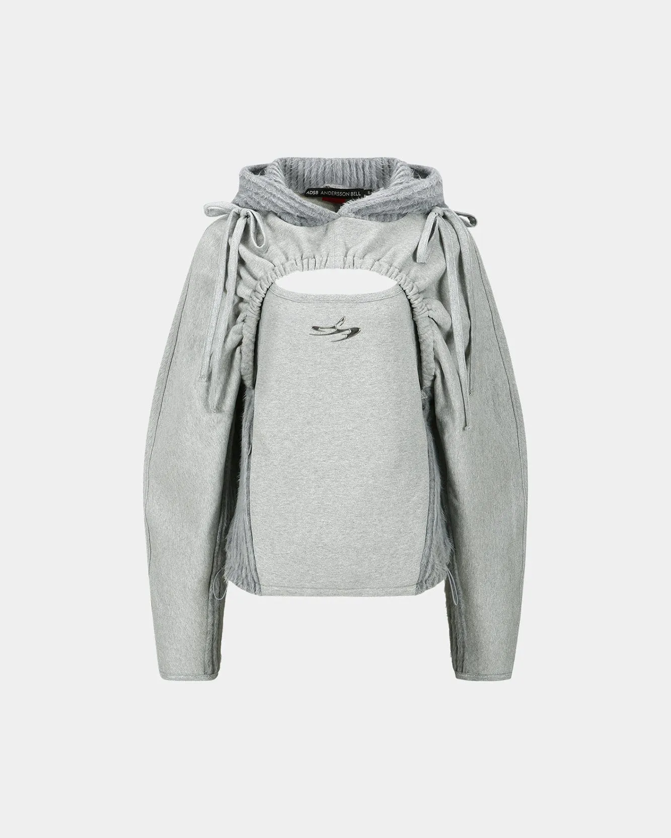 (ESSENTIAL) CUT OUT SHIRRING HOODIE atb1193w(MELANGE GREY) sold by Andersson Bell product image thumbnail 2