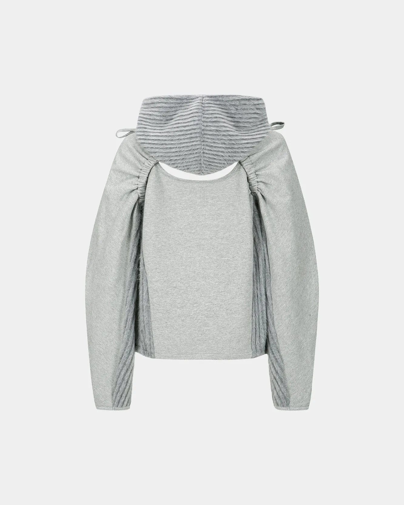 (ESSENTIAL) CUT OUT SHIRRING HOODIE atb1193w(MELANGE GREY) sold by Andersson Bell product image thumbnail 4
