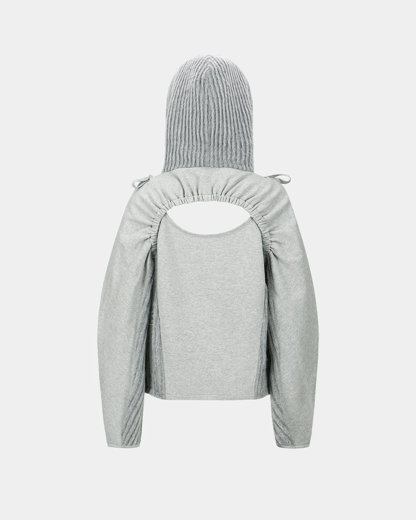(ESSENTIAL) CUT OUT SHIRRING HOODIE atb1193w(MELANGE GREY) sold by Andersson Bell product image thumbnail 5