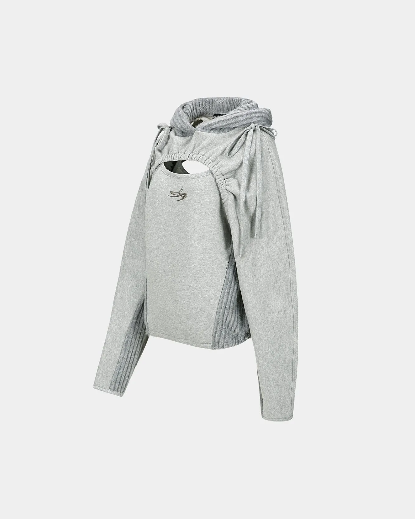 (ESSENTIAL) CUT OUT SHIRRING HOODIE atb1193w(MELANGE GREY) sold by Andersson Bell product image thumbnail 3