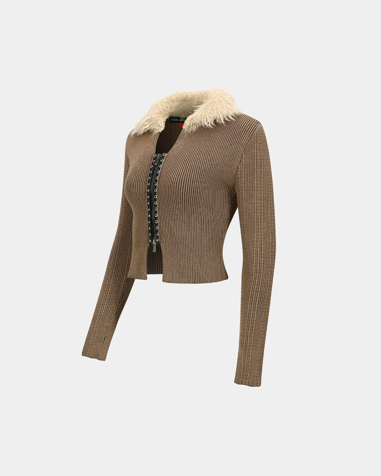 LACE-UP KNIT CARDIGAN atb1185w(BROWN) sold by Andersson Bell product image thumbnail 3