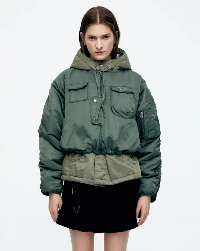 (WOMEN) HAYDEN VEST LAYERED PADDED JACKET awa618w(KHAKI) made by Andersson Bell