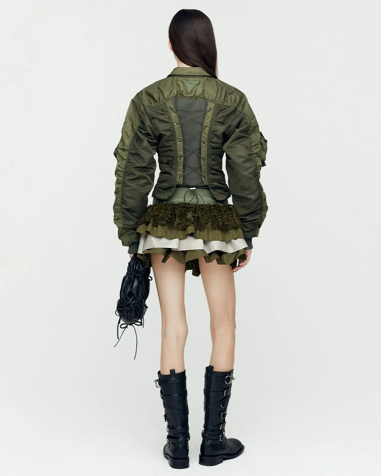 VITALINA LACE-UP BOMBER JACKET awa652w(KHAKI) sold by Andersson Bell product image thumbnail 5