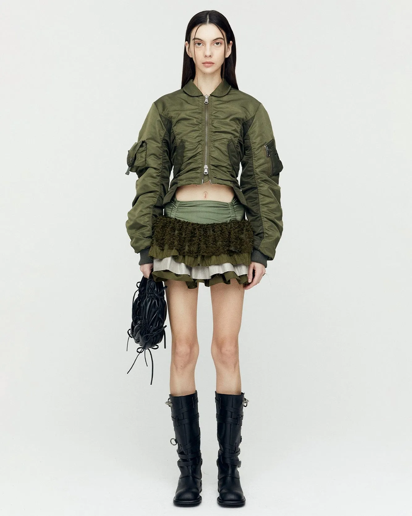 VITALINA LACE-UP BOMBER JACKET awa652w(KHAKI) sold by Andersson Bell