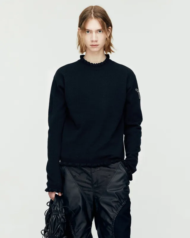 FLOWER RIB CREW-NECK SWEATER atb1173m(BLACK) made by Andersson Bell