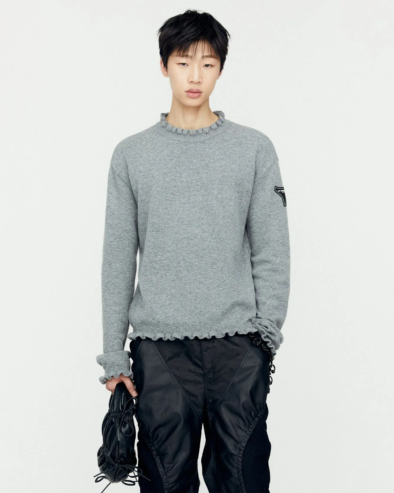 FLOWER RIB CREW-NECK SWEATER atb1173m(GREY) sold by Andersson Bell
