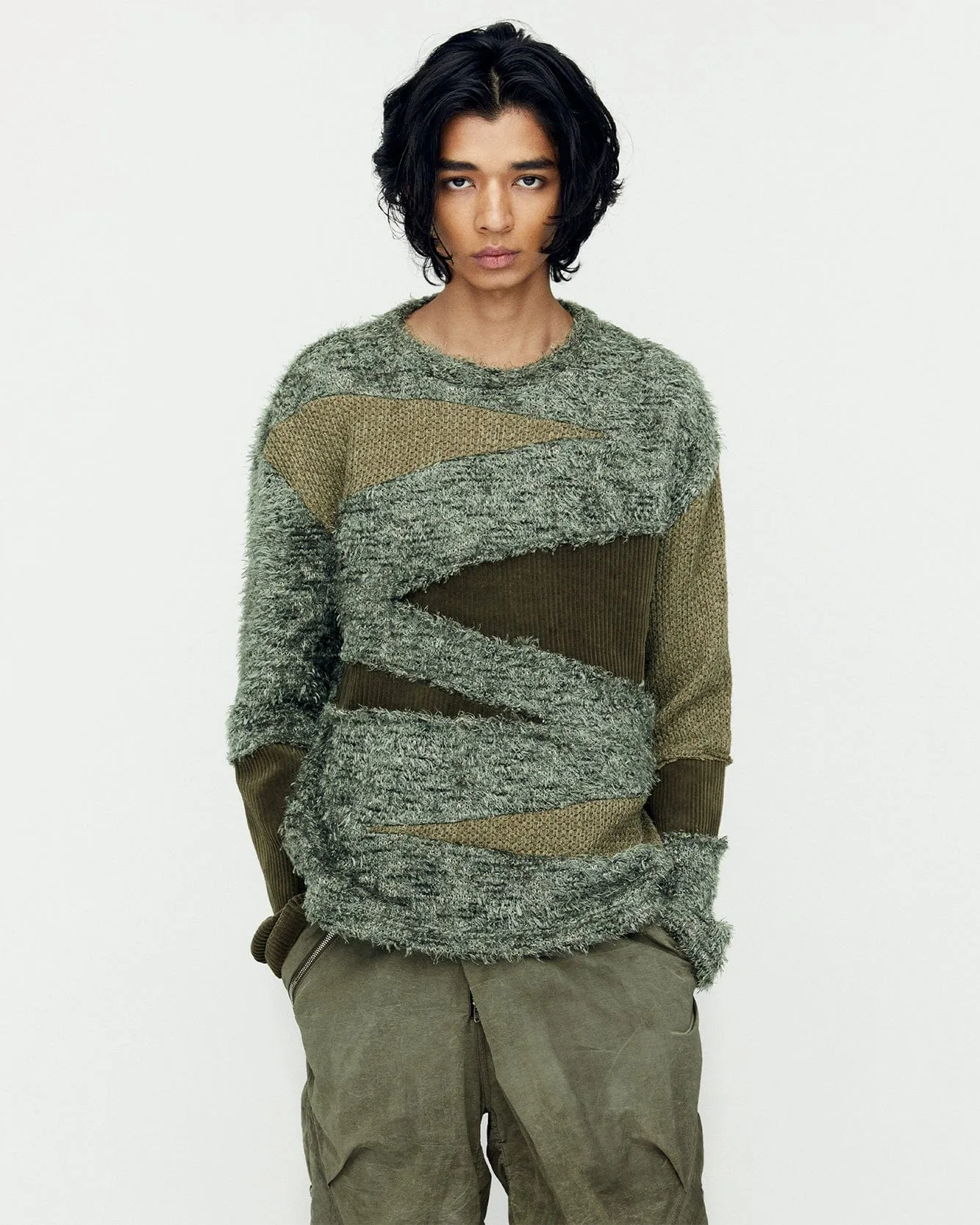 GHILLIE COLOR BLOCK SWEATER atb1170m(KHAKI) sold by Andersson Bell
