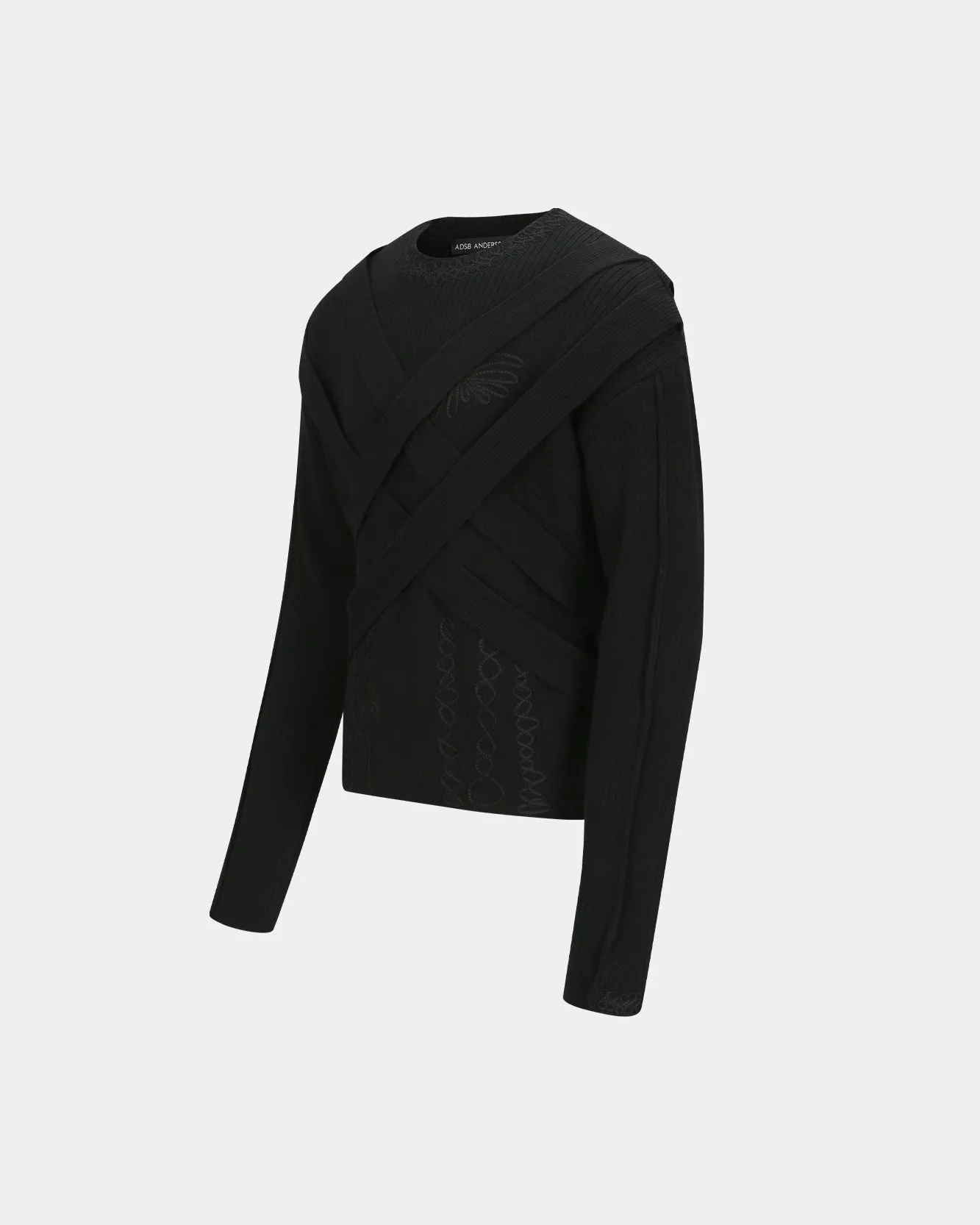 HARNESS CREW-NECK SWEATER atb1152m(BLACK) sold by Andersson Bell product image thumbnail 3