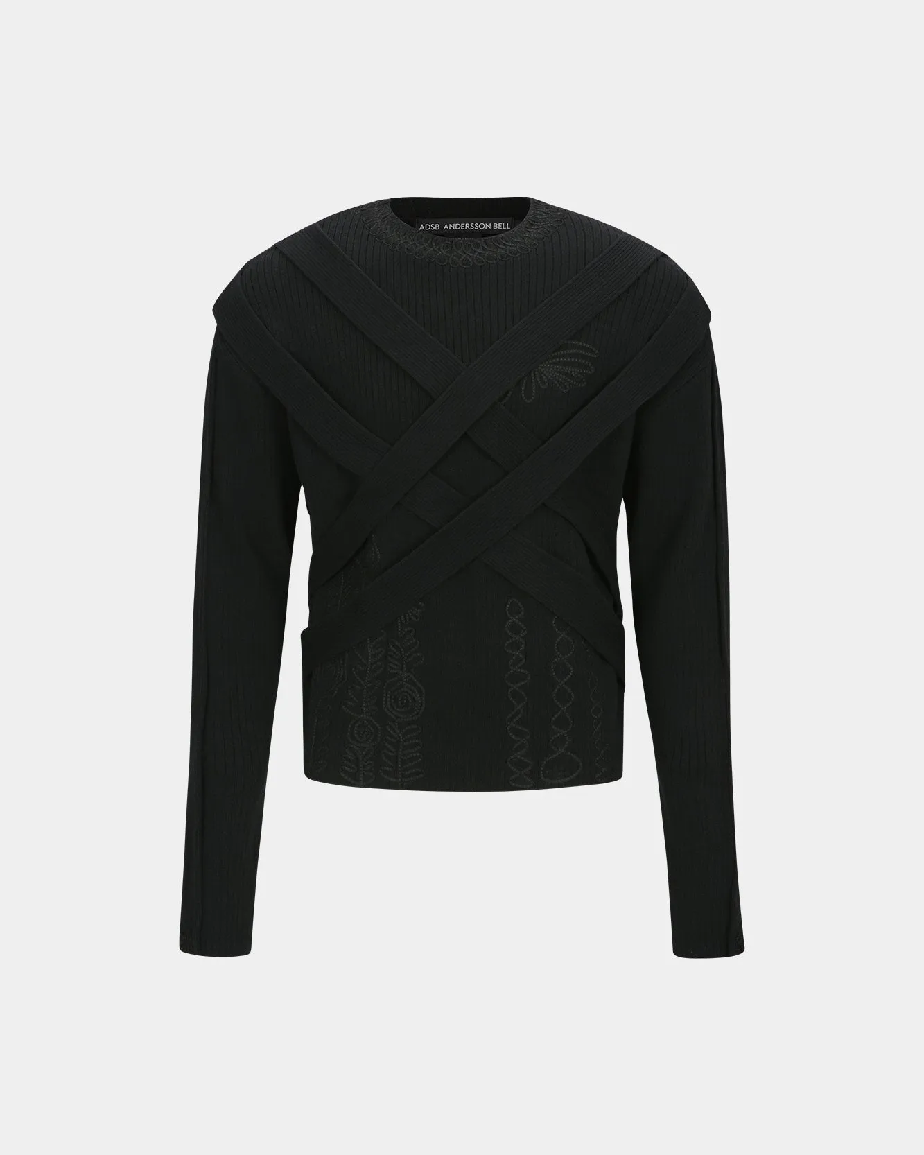 HARNESS CREW-NECK SWEATER atb1152m(BLACK) sold by Andersson Bell product image thumbnail 2