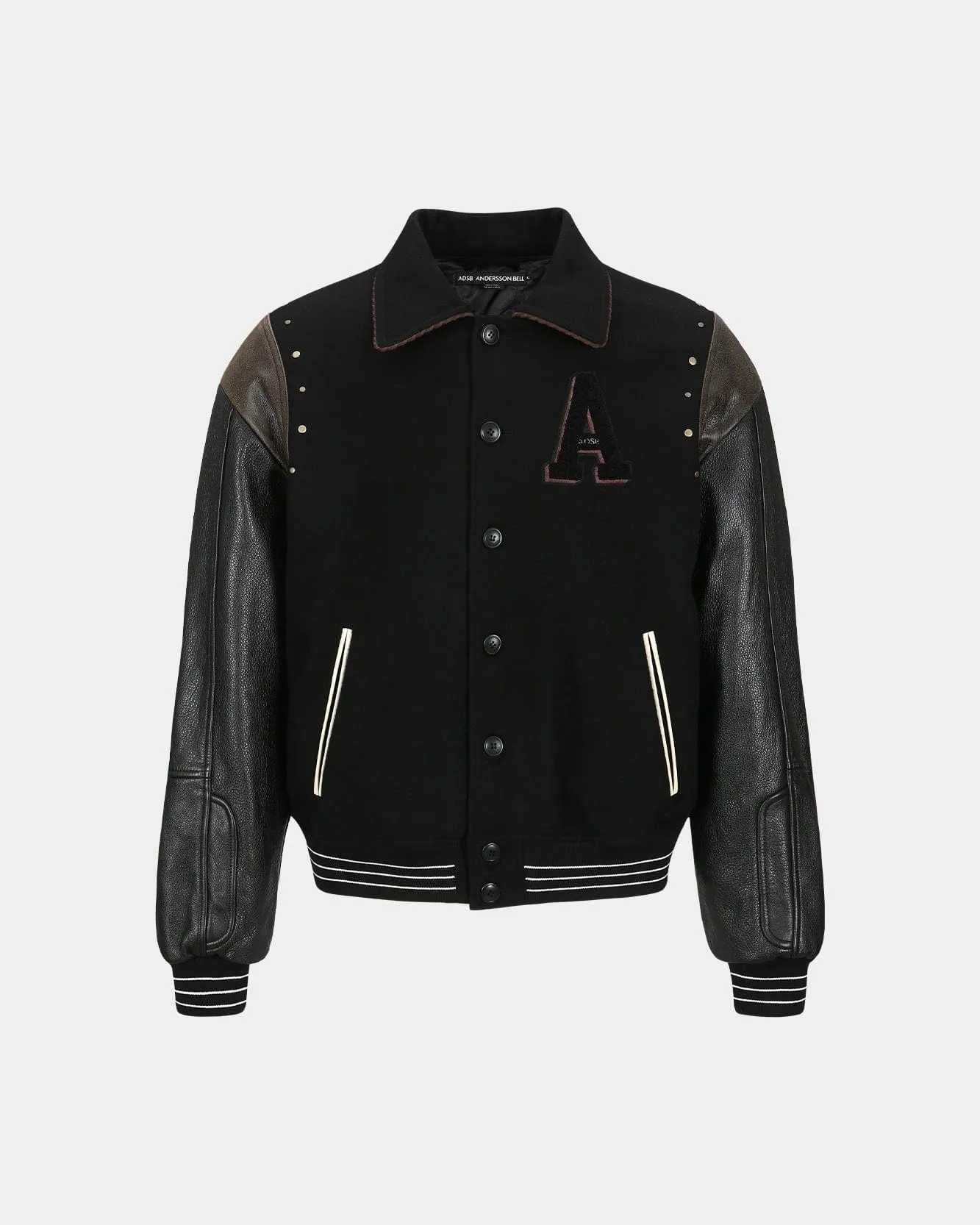 A PATCH WOOL & LEATHER VARSITY JACKET awa691m(BLACK) sold by Andersson Bell product image thumbnail 2