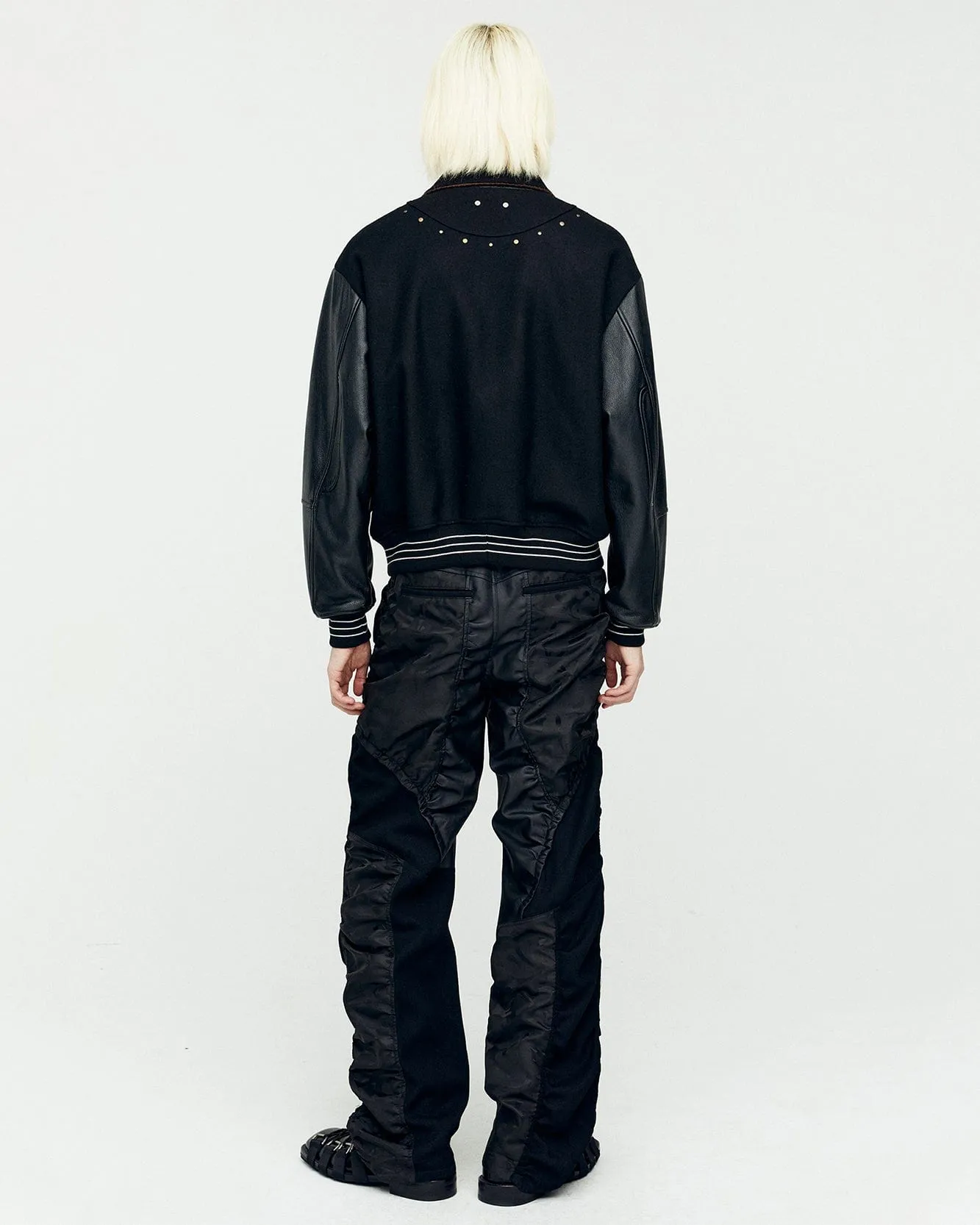 A PATCH WOOL & LEATHER VARSITY JACKET awa691m(BLACK) sold by Andersson Bell product image thumbnail 5