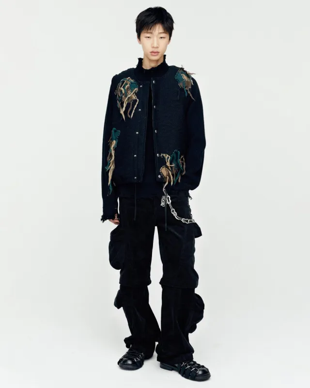 CAMOUFLAGE REVERSIBLE KNIT VEST awa647m(BLACK) made by Andersson Bell