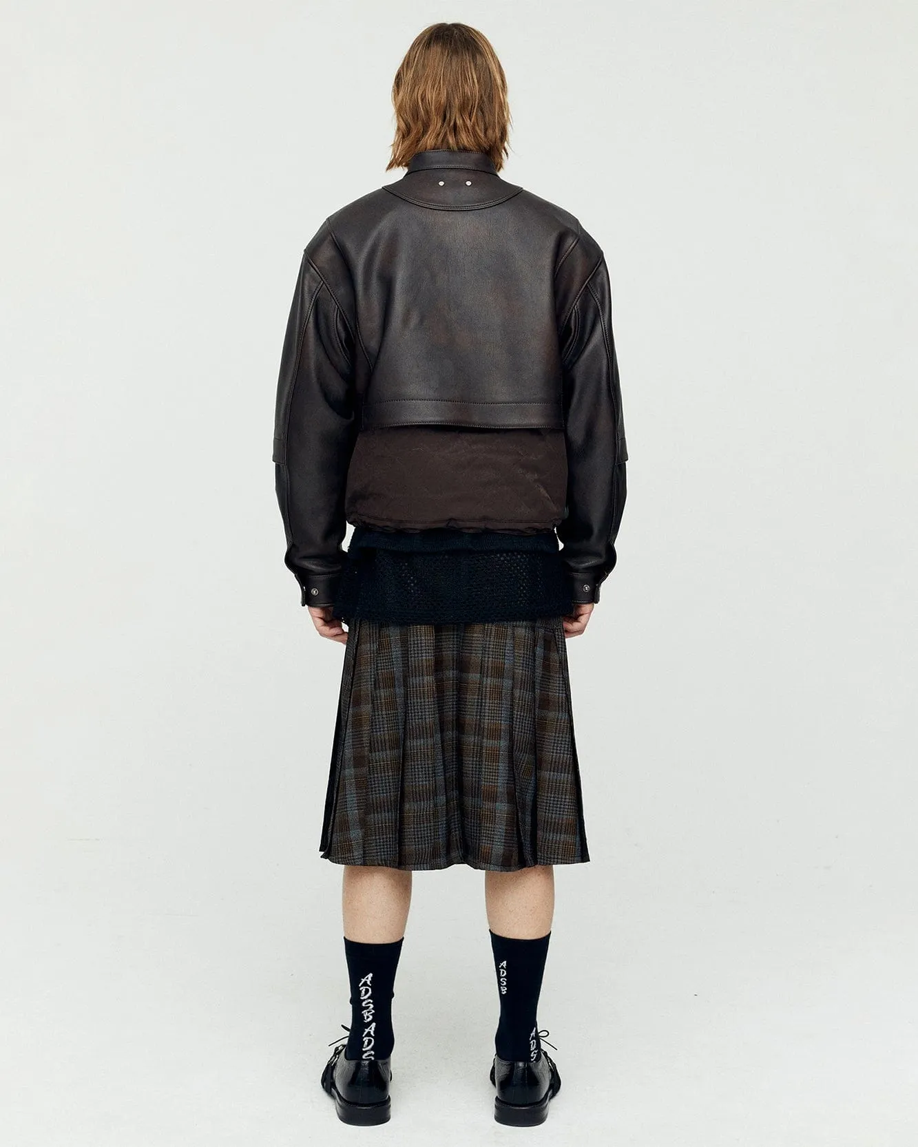 QUILTED BOMBER LEATHER JACKET awa631m(BROWN) sold by Andersson Bell product image thumbnail 5