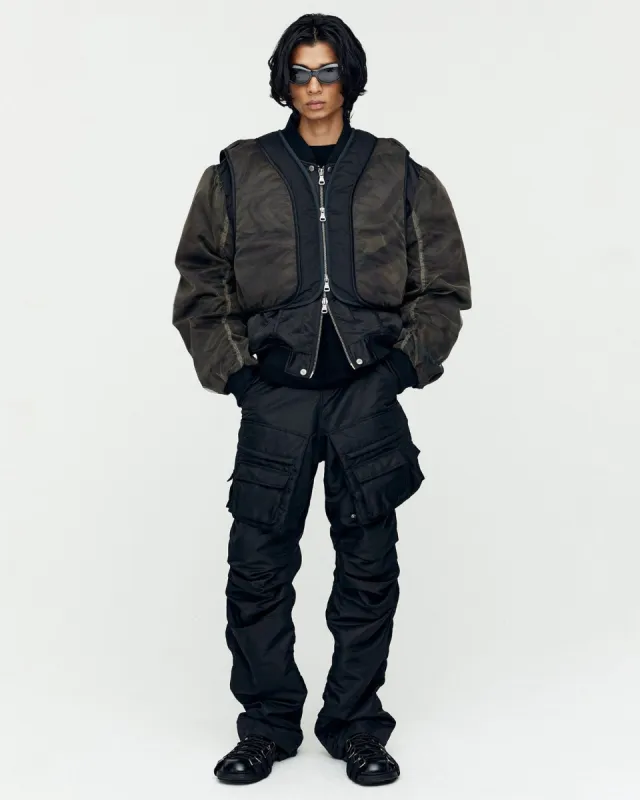 UNISEX MESH SLEEVE BOMBER JACKET awa626u(BLACK) made by Andersson Bell