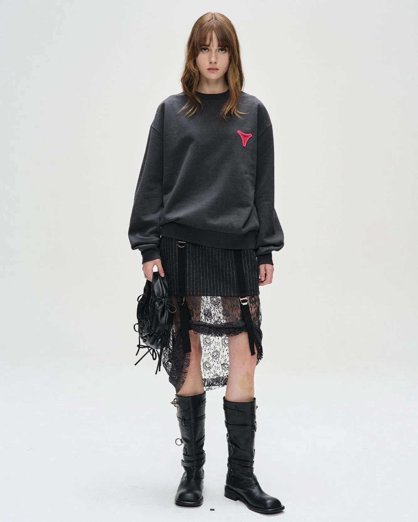 UNISEX STOOL PATCH LOGO SWEATSHIRTS atb1272u(CHARCOAL) sold by Andersson Bell